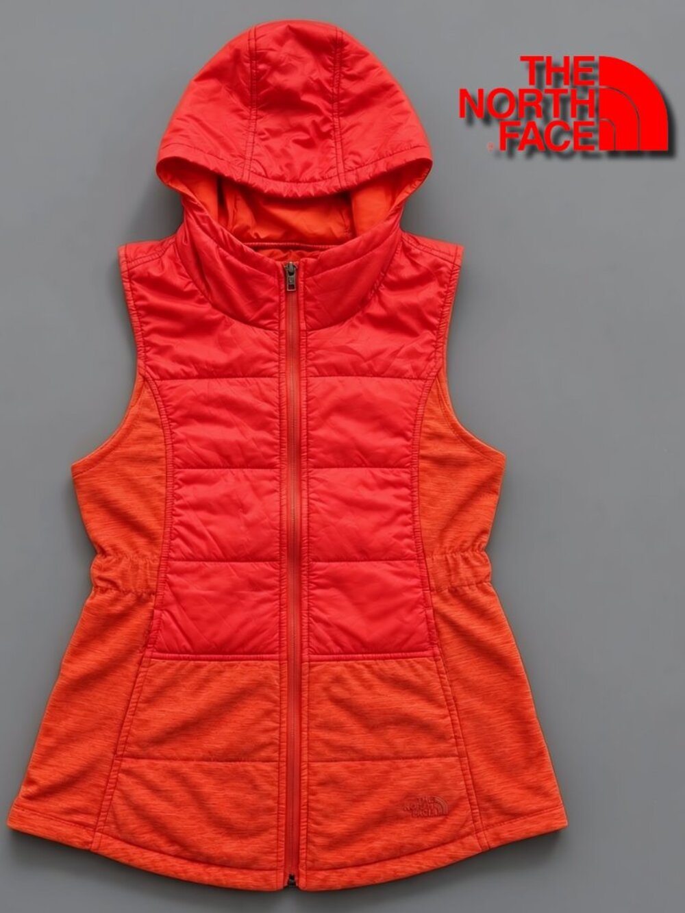 The North Face Pseudio Hooded Vest Women's Medium Red Hybrid Insulated Full Zip